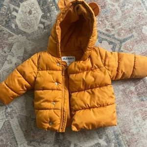 6-12 month orange puffer jacket (Old Navy)